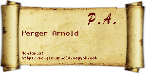 Perger Arnold névjegykártya